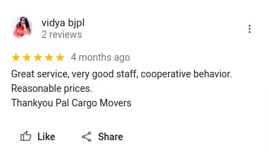 Pal Cargo Packers and Movers Bhopal Review - 2